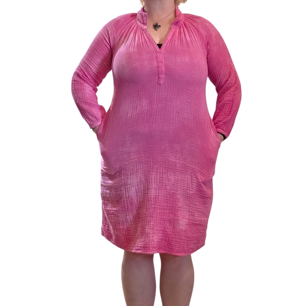 Xirena Long Sleeve Knee Length Cotton Gauze Dress- Oversized Small - Picture 11 of 13